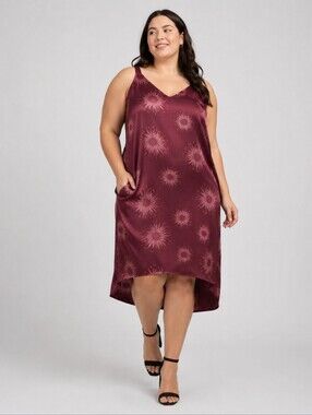 Universal Standard Shindig Satin Slip Dress Constellation Burgundy Large